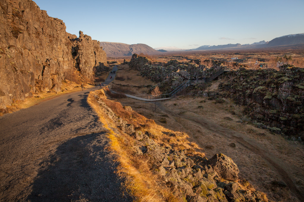 The North American and Eurasian tectonic plates meet in Thingvellir, where they're visible to visitors walking through the Thingvellir National Park. 